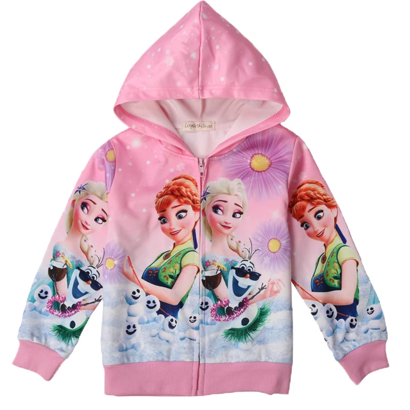 Осенне-зимние куртки для девочек толстовки с единорогом Эльзы верхняя одежда принцессы с капюшоном для маленьких девочек детская одежда - Цвет: a