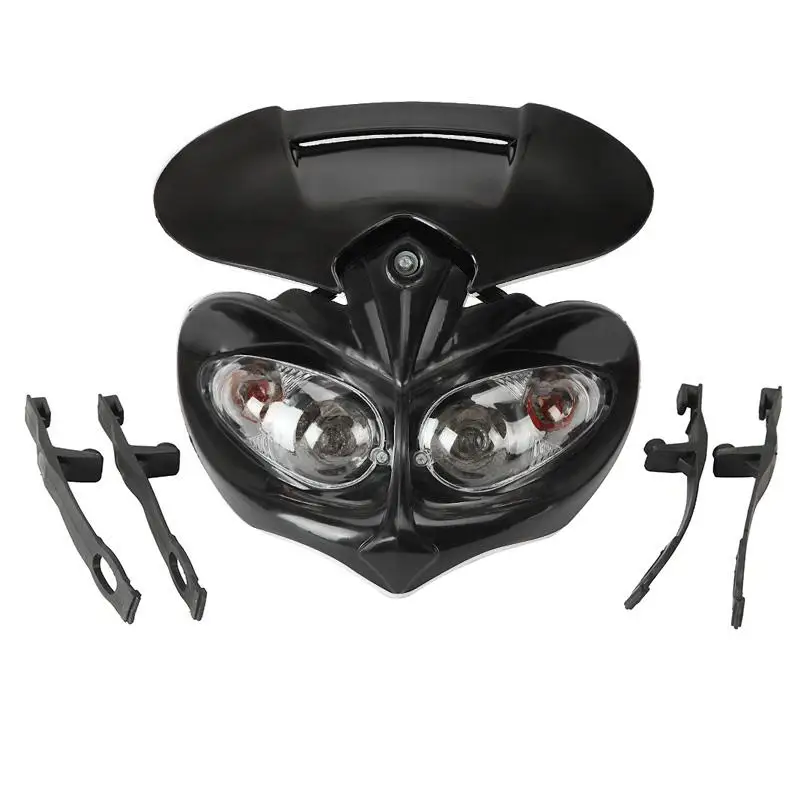 Black Street Fighter Motorcycle Headlight Fairing Turn Signals Lights 12v For Honda Kawasaki Yamaha Suzuki Motocross Aliexpress