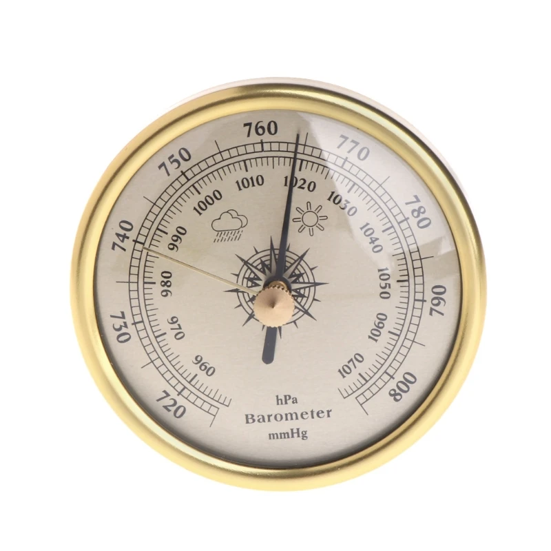 Gold Wall Hanging Weather Thermometer Barometer 72mm wall hanging barometer 1070hpa gold color Gold Wall Hanging Weather Thermometer Barometer 72mm wall hanging barometer 1070hpa gold color
