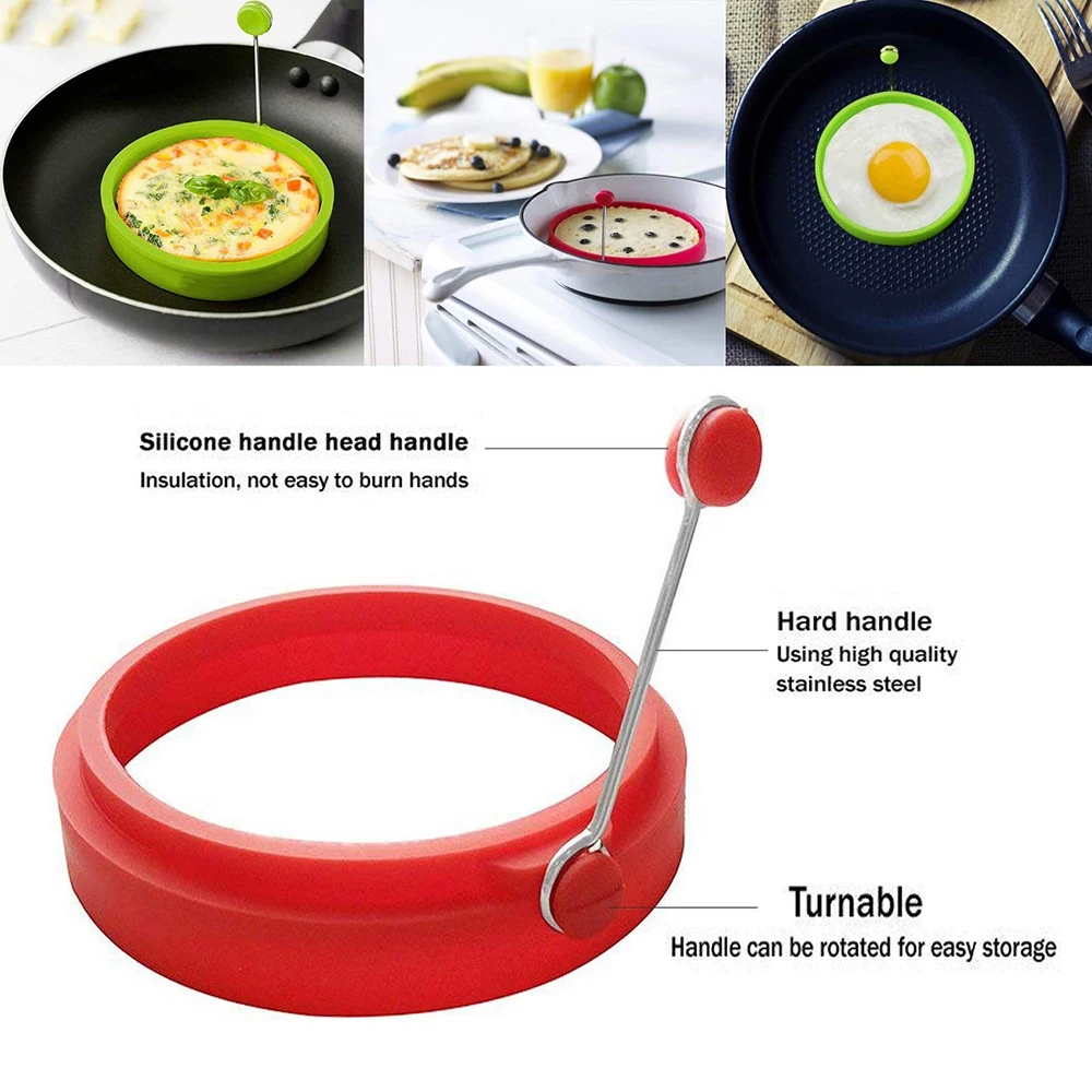 Silicone Fried Egg Pancake Ring Omelette Fried Egg Round Shaper Eggs Mould for Cooking Breakfast Frying Pan Oven Kitchen