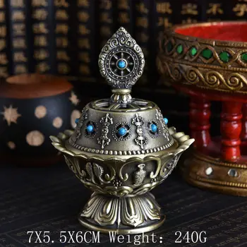 

Tibet Tibetan Buddhist Mikky Eight Auspicious Symbols Dharmacakra Incense Holder