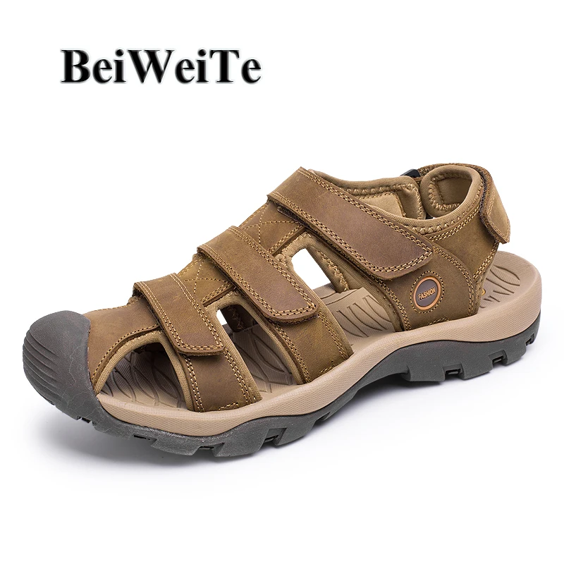 Beiweite Summer Men's Beach Sandals Closed Toe Safety Anti-skid Beach ...