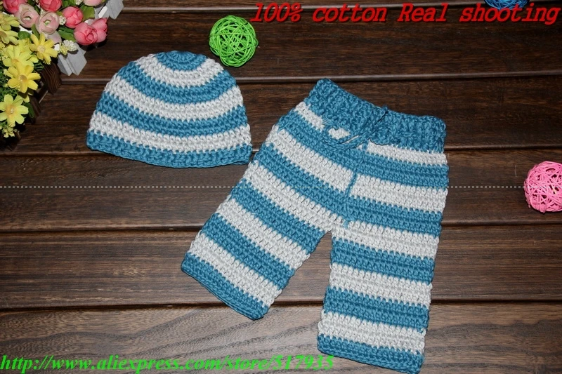 Детские Hat& брюки детские наборы, новорожденный шапка, мальчик или девочка вязанные крючком шапки-бини, вязание крючком для фотографий новорожденных хлопок