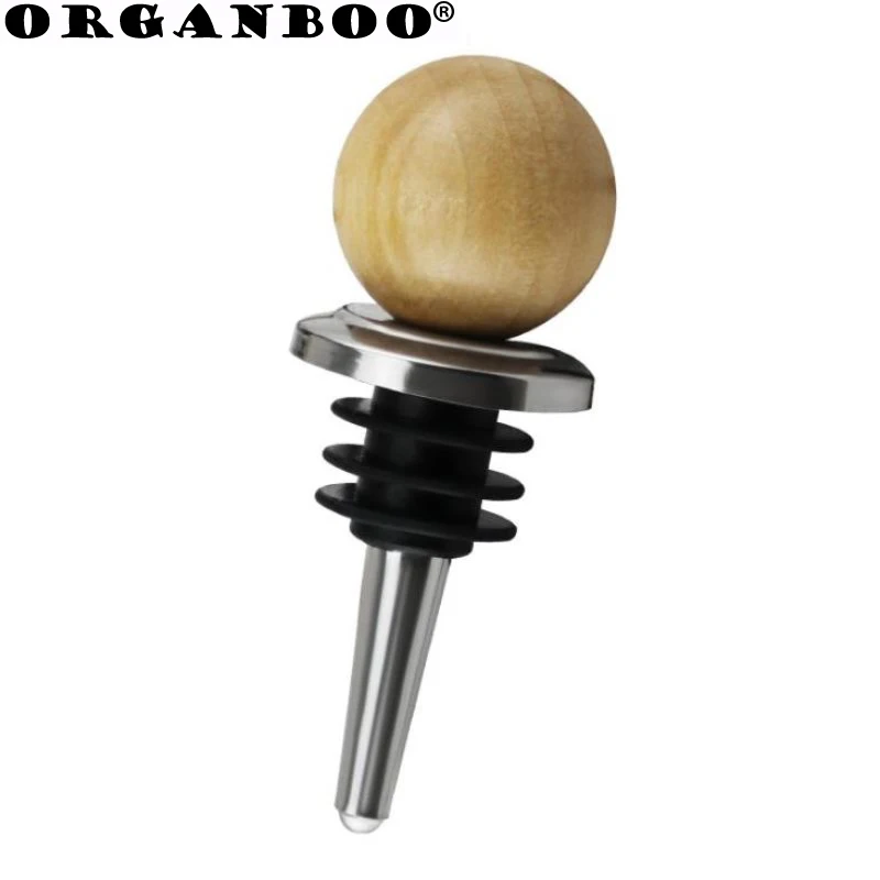 

ORGANBOO 1PC Stainless steel wood wine stopper bottle stopper vacuum preservation silicone plug oil stopper wine accessories