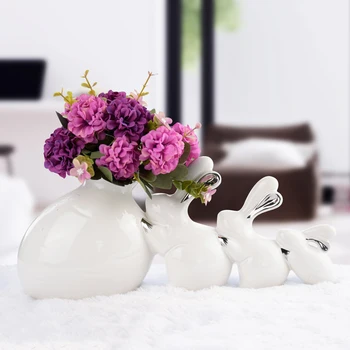 

Modern Ceramic Vase creative Vase rabbit family Figurines & Miniatures Wedding Gifts Home Handicraft Furnishing Articles