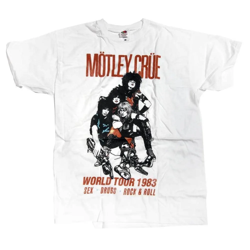

2018 Summer Style Motley Crue T Shirt - World Tour 83 100% Official Hair Metal Classic O-Neck Short Sleeve Print Tee