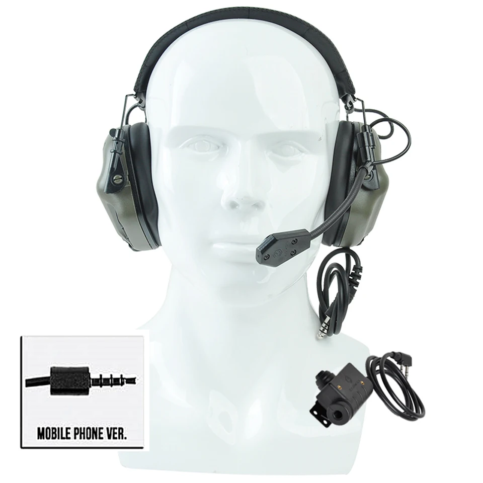 Fone de Ouvido Ptt para Cancelamento Earmor Tático Conjunto Ruído Fones Comunicação Aviação Militar Softair Tiro & 10 Earmor tático fone de ouvido & conjunto