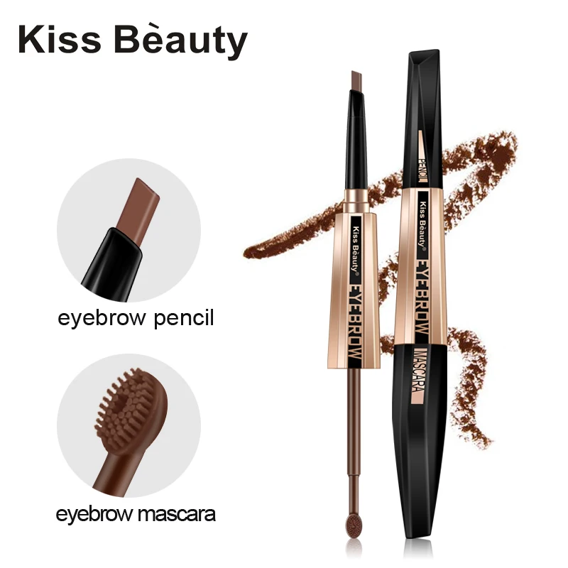 Карандаш для бровей Kiss beauty с двойным концом Водостойкая тушь жидкий гель