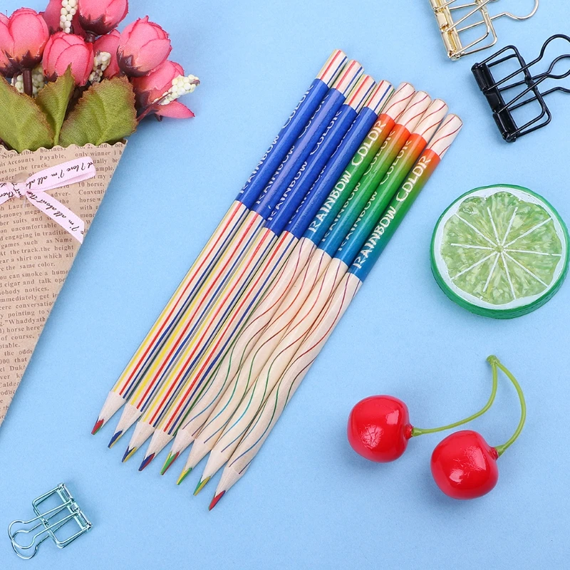 

1PC DIY Cute Wooden Rainbow Color Pencil For Kid School Drawing Painting Student