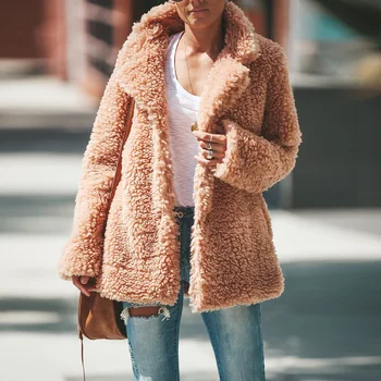 

Winter Hot Elegant Faux Fur Coat Women 2020 Autumn Winter Warm Soft Zipper Fur Jacket Female Plush Overcoat Casual Outerwear