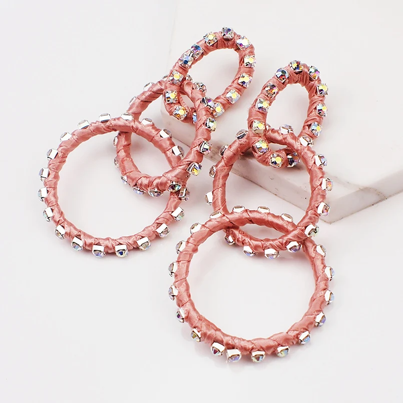 

MANILAI Trend Big Circular Rhinestone Dangle Earrings Fashion Charm Silk Thread Wrap Alloy Statement Earrings For Women Jewelry