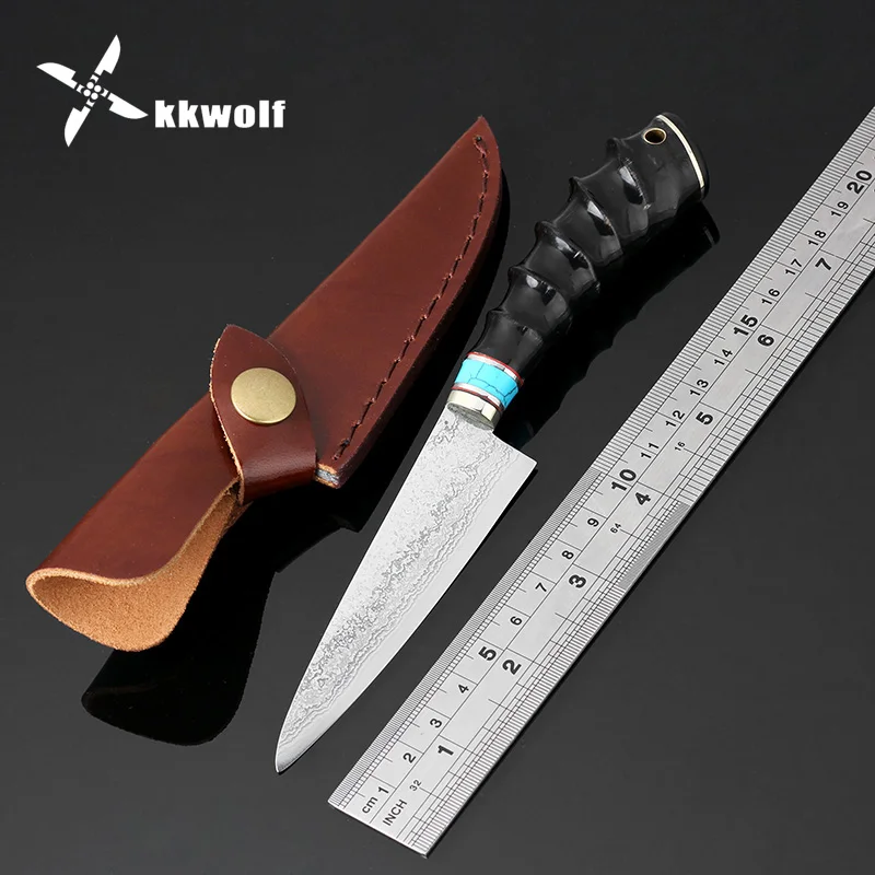 Comprar Xituo Damasco cuchillo afilado japonés VG10 Damasco cuchillo cocinero negro ovejas de color mango cocina fruta cuchillo de múltiples funciones
