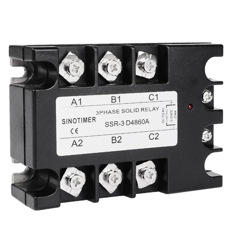 3-фазное твердотельное реле 80DA выход переменного тока 3-32 В постоянного тока до 30-480 В переменного тока 60A 100A модуль реле DC-AC D4860A SINOTIMER