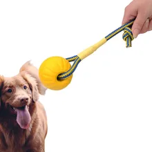 

7/9CM Pet Dog Training Toy Ball Indestructible Solid Rubber Balls Chew Play Fetch Bite Toy with Carrier Rope Bite Resistant Toys