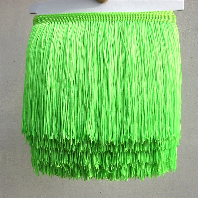 10 м бахрома отделка кисточкой полиэстер шить латинское платье DIY одежды занавес аксессуары - Цвет: Bling Green