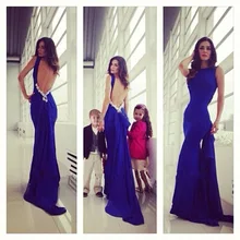 2016 romantische Royal Blue Abendkleid Mit Applikationen Und spitze Lange Chiffon Abendkleid Benutzerdefinierte vestido de festa gala jurken