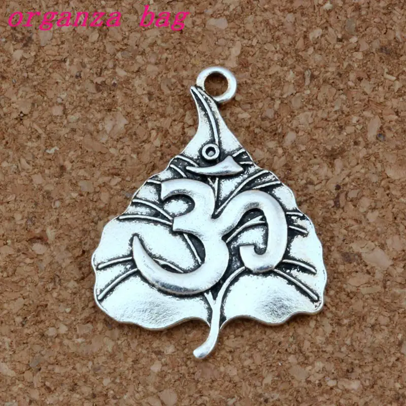 

50pcs/lot alloy Charms Antique silver Tree leaf Symbol OM Yoga Sign Pendants Jewelry DIY Fit Bracelets Necklace Earrings A-383