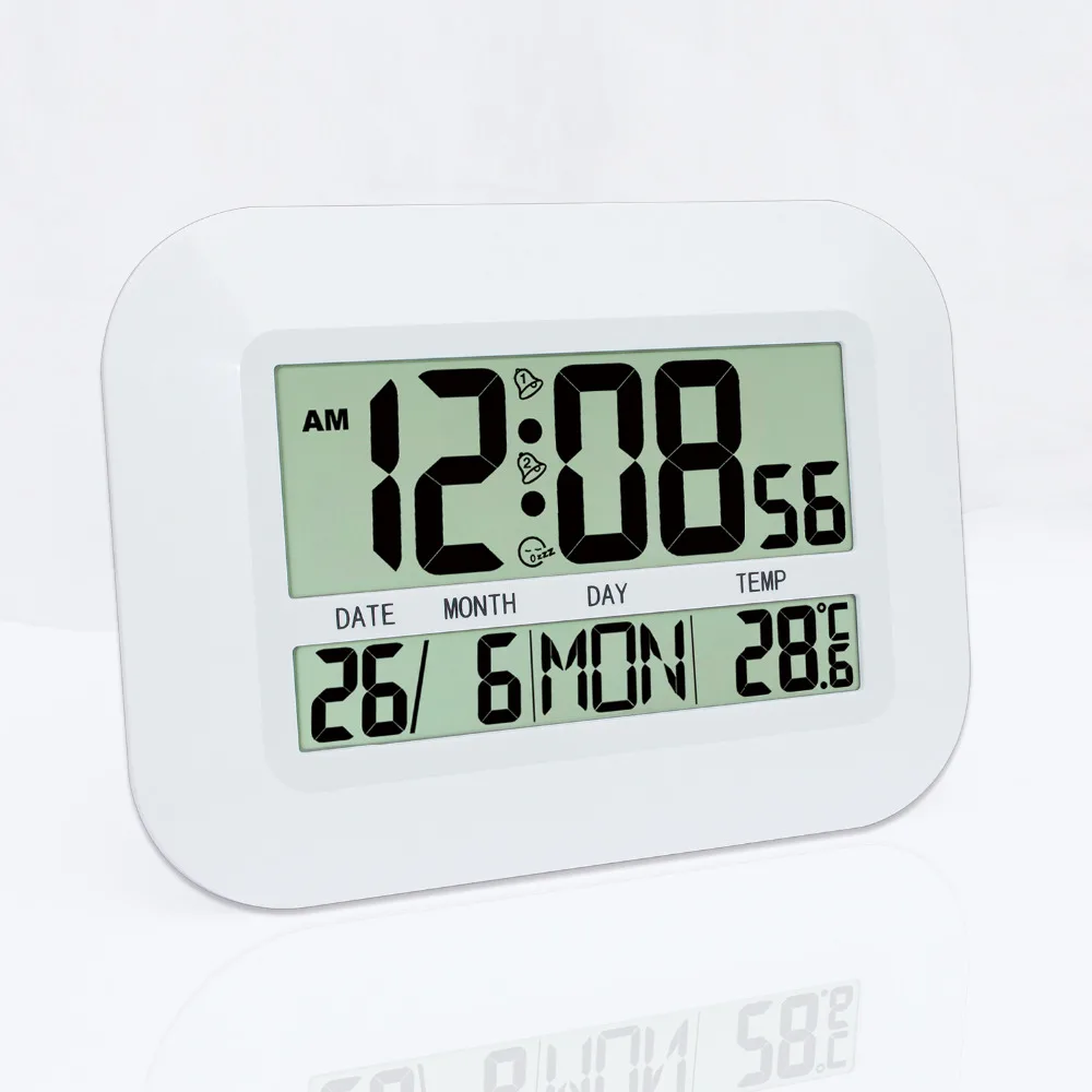 Beatacheater 激安 集美h149シンプルなデジタル液晶壁時計置時計でアラームスヌーズ温度カ レンダー時間日付平日家庭用 オンライン 価格