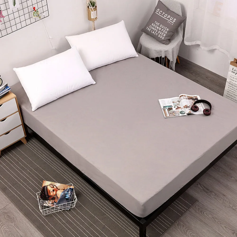 

Waterproof Mattress Cover Solid Soft Fitted Sheet pad with Elastic Band High Quality Mattress Protector Cover Air-Permeable