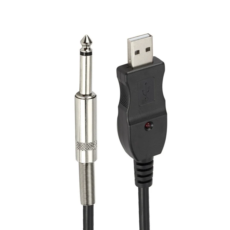 3m Portable 1/4 6.3mm Guitar Bass To USB Interface Link Connection PC Instrument Cable Audio Adapter USB Guitar Cables