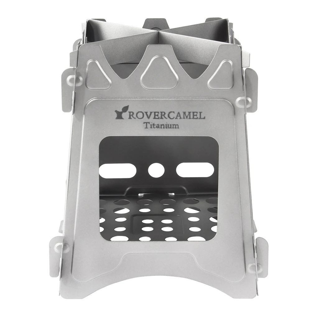 

Portable Camping Wood Stove Lightweight Folding Titanium Wood Burning Stove for Outdoor Survival Cooking Picnic Hunting