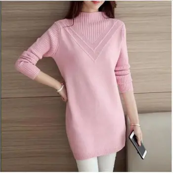 

2018 new Autumn Winter Long Women Sweater Thick Warm Pullover Jumper Knitted Elasticity Female Sweater