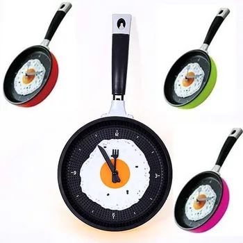 

Creative clock wall Omelette Fry Pan Kitchen Fried Egg Design 3d decor Wall Clock kitchen Decor Watch Christmas Gift Novelty Toy