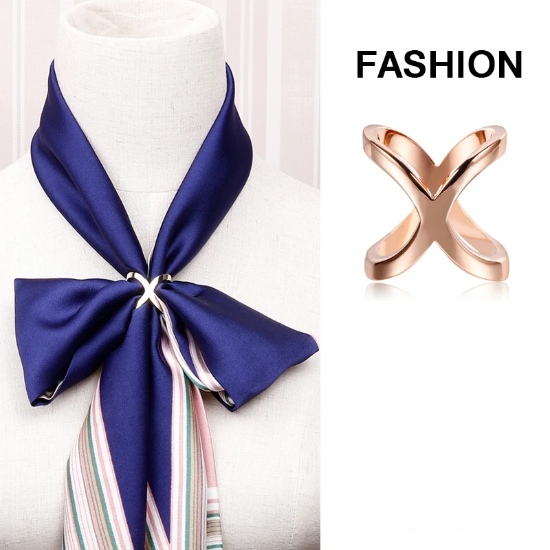 1 PCS Fashion Scarf Ring Wild Pearl Silk Scarf Buckle Clothing Angle Knot Square Scarf Button Scarf Accessories 2