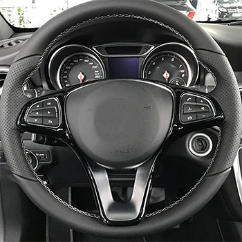 Для Mercedes Benz A B C E GLA GLC CLA GLE GLS Class Vito W176 W246 W205 W213 X156 C117 W639 наклейки на руль автомобиля - Название цвета: Gloss black looking