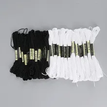 Fil de broderie en point de croix pour bricolage, accessoires de couture artisanaux faits maison (couleur blanche et noire de chaque couleur 7.5m x 12 pièces)