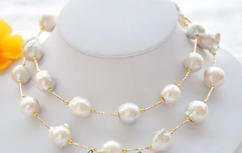 

Miss charm Jew.597 32" baroque pink keshi reborn pearl necklace