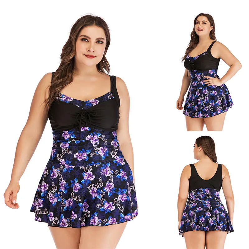 New Plus Size Tankini set Women Swimwear Two Piece Print Halter Swimsuit Swimming Dress Bathing Suit L-5XL