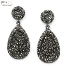 New fashion women statement new design big black crystal stud Earrings for women fashion earring Factory Price wholesale