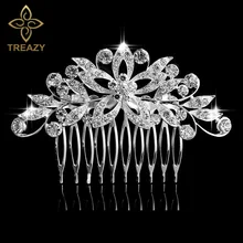 TREAZY лист цветок бабочка Свадебная Тиара Диаманте посеребренный кристалл жемчуг расчески для волос шпильки Свадебные ювелирные изделия аксессуары