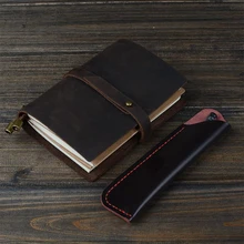 Винтажный блокнот из натуральной кожи crazy horse с логотипом, заказной блокнот в стиле ретро, мини-блокнот, милая ручная книга для офиса