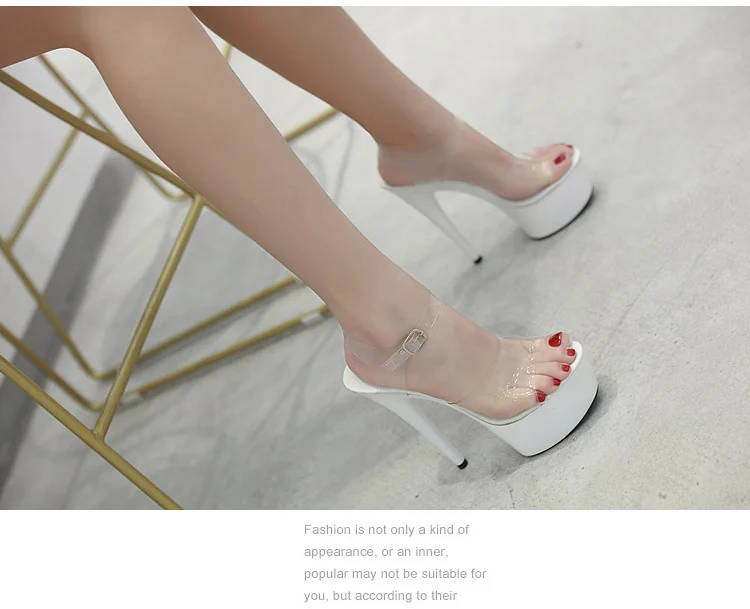 Summer 6 Color Red White Black Sandals Women Platform Shoes Sexy Nightclubs T Stage Shows High Heels 15cm Plus-size 34-41