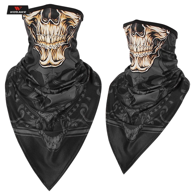 

Windproof Moto Mask Motorcycle Half Face Printing Balaclavas Ski Neck Triangle Scarf Outdoor Breathable Face Shield Ice Silk