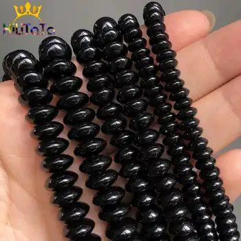 

Gasket Black Crystal Glass Loose Rondelle Spacer Beads For Jewelry Making DIY Charm Bracelet Accessorie 15" Pick Size 6/8/10mm