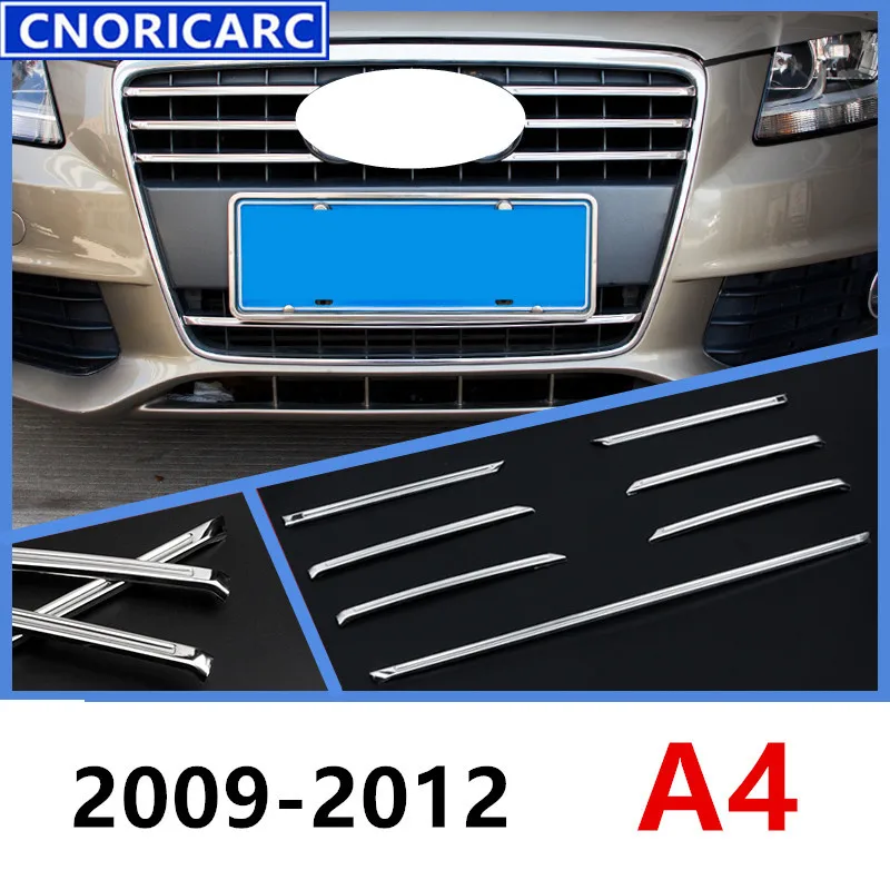 

CNORICARC Car Head Middle Grille Grid Trim Strips Stainless Steel Styling Exterior Accessories Sticker For Audi A4 2009-2012