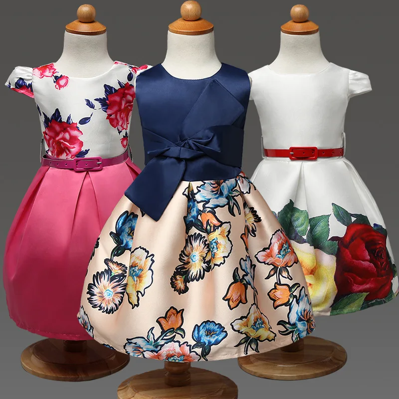 2017 Korean kids dresses for girls retro bowknot Dress Girl Tutu