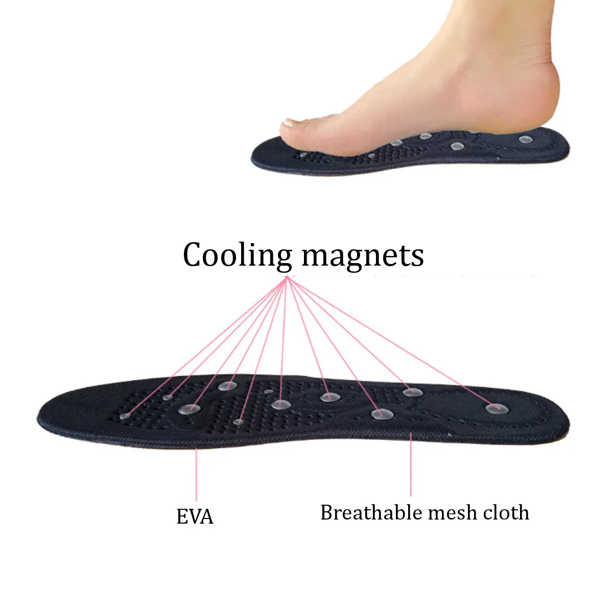 1 пара Acupressure Магнитная Массажная стелька для ног терапия Рефлексология Обезболивание здоровье Массажная обувь подошвы аксессуары вставки