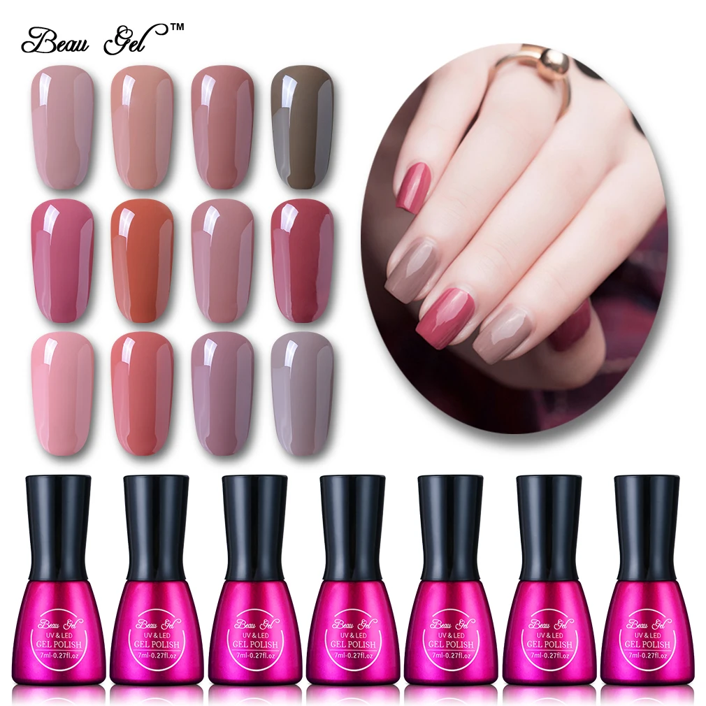 Гель лак для ногтей Beau Полупостоянный УФ телесного цвета 7 мл|gel polish nude|gel nail polishgel