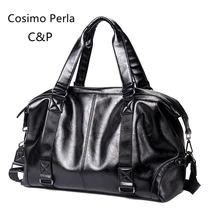 Корейский большой емкости мужские дорожные сумки бизнес ручной Багаж Черный Водонепроницаемый ПУ кожаный вещевой тренировки роскошный дизайн Weekender