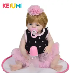 KEIUMI Симпатичные Reborn Baby Doll полное Силиконовое боди реалистичные для принцессы для девочки игрушка кукла Детская подарок на день рождения