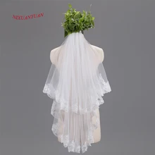 Горячая Распродажа кружево для свадебной вуали двухслойная Фата свадебная вуаль тюль слоновая кость белый veu de noiva Свадебные аксессуары с расческой реальные