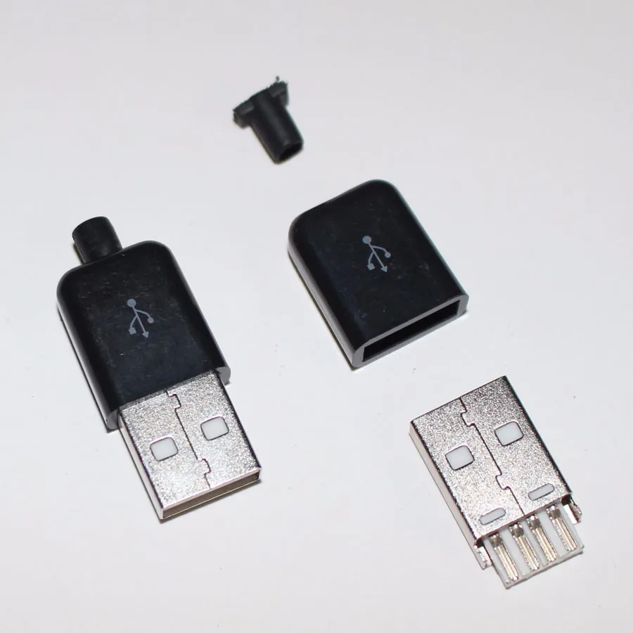 10 шт./лот DIY USB 2,0 A штекер в сборке адаптер разъем никелированный позолоченный