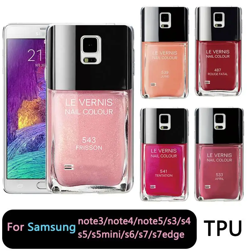 

QMSWEI TPU Phone Case For samsung S8 s6 s7 edge s4 s5 s3 C5 C9 note3 note4 note5 Soft Colorful Nail Polish Cover Free shipping