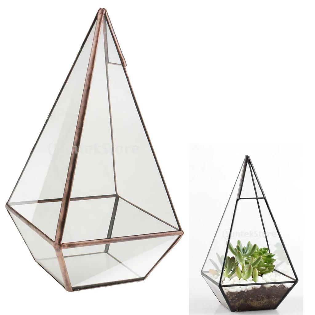 House Glass Geometric Terrarium Tabletop Succulent Plant Terrarium Box Planter 