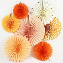 New Orange Set Paper Crafts Home Hanging Decoration Party Birthday Wedding Baby Shower Sunshine Bright Color Paper Fan