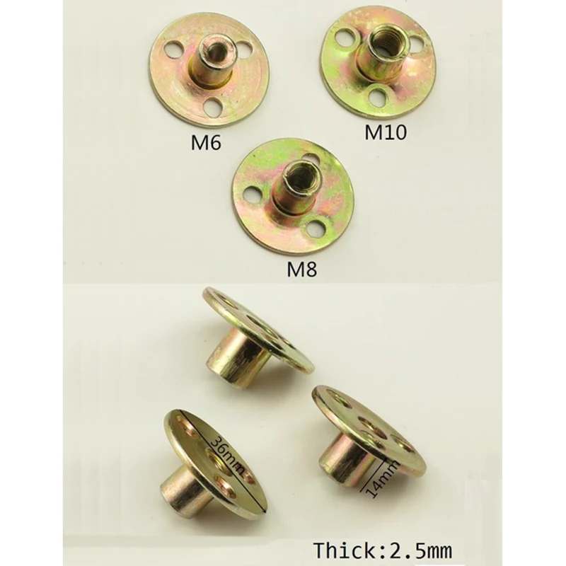 50 шт. винт на Т-образной гайки Соединительный фланец диск с M6 M8 M10 гайка для дивана кровать мебель ноги разъем